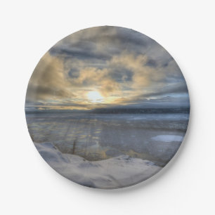 Winter Solstice Turnagain Arm Paper Plate