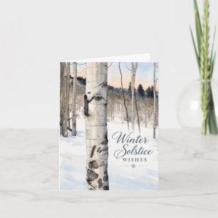Winter Solstice Wishes Peaceful Snowy Aspen Trees Holiday Card