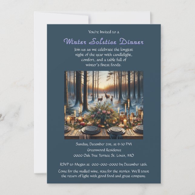  Winter Solstice Woodland Dinner Invitation (Front)