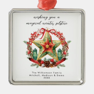 Winter Solstice Wreath Star Holiday Christmas Yule Metal Tree Decoration