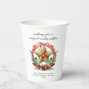 Winter Solstice Wreath Star Holiday Christmas Yule Paper Cups