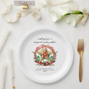 Winter Solstice Wreath Star Holiday Christmas Yule Paper Plate