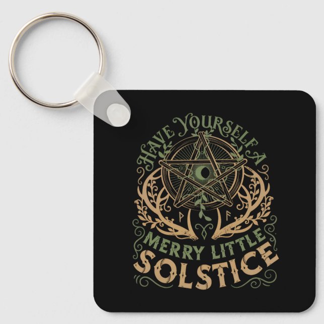 Winter Solstice Yule Christmas Holiday  Key Ring (Front)