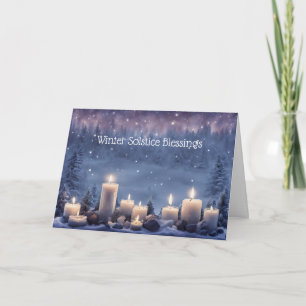 Winter Solstice Yule with Candles in the Snow Card