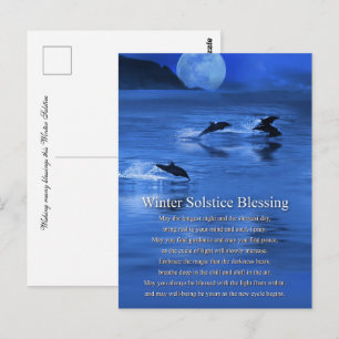 Winter Solstice Yule with Dolphins  Postcard