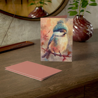 Winter Songbird in Knit Hat | Ash Greeting Card