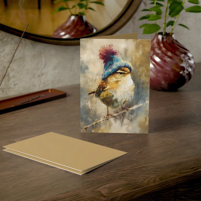 Winter Songbird in Knit Hat | Fawn Greeting Card (Creator Uploaded)