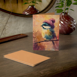 Winter Songbird in Knit Hat | Tumbleweed Greeting Card