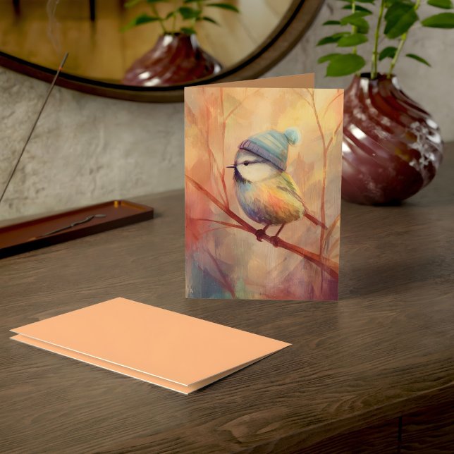 Winter Songbird in Knit Hat | Wax Flower Greeting Card (Creator Uploaded)