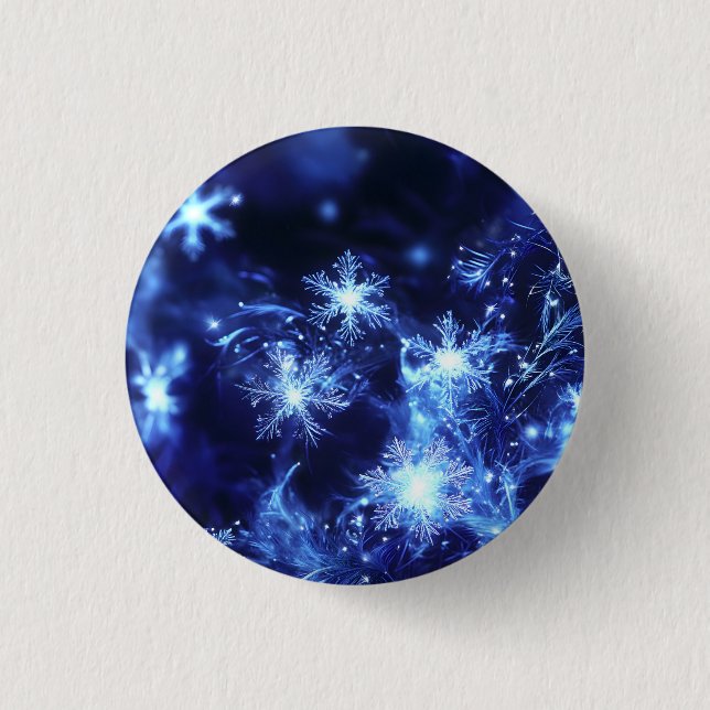 Winter Sparkle Blue Snowflakes 3 Cm Round Badge (Front)