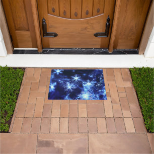Winter Sparkle Blue Snowflakes Doormat