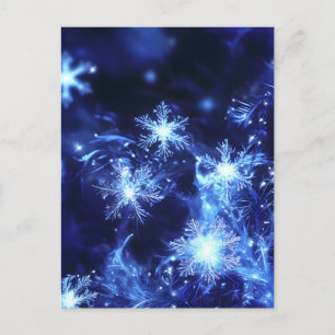 Winter Sparkle Blue Snowflakes Holiday Postcard