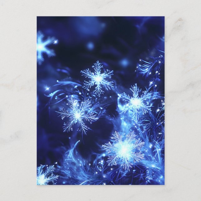 Winter Sparkle Blue Snowflakes Holiday Postcard (Front)