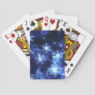 Winter Sparkle Blue Snowflakes Playing Cards