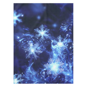 Winter Sparkle Blue Snowflakes Tablecloth