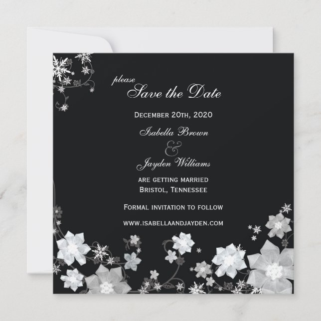 Winter Sparkle Wedding Save the Date Invitation (Front)