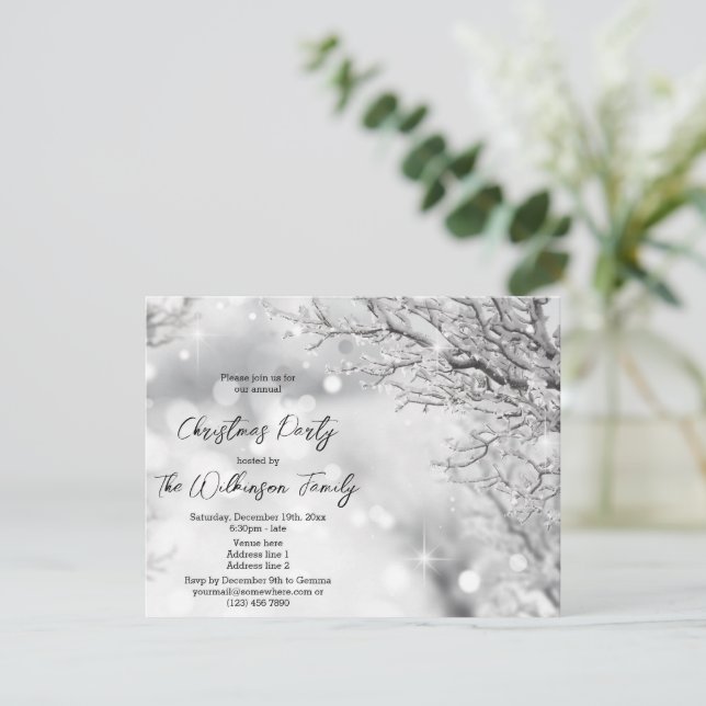 Winter Sparkles Christmas Party Invitation (Standing Front)