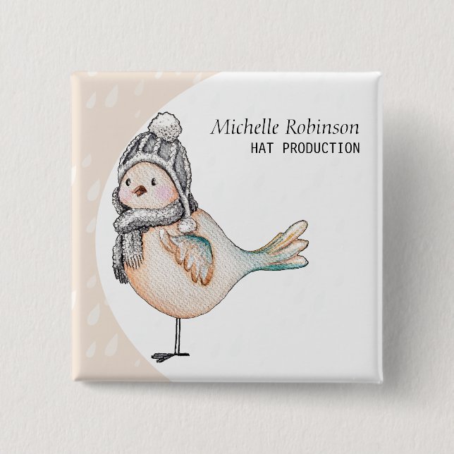 Winter Sparrow Hat Production Monogrammed 15 Cm Square Badge (Front)