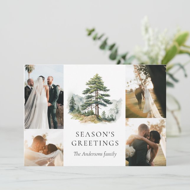 Winter Splendour Christmas Holiday Photo Collage Invitation (Standing Front)