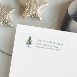 Winter Splendour Christmas Tree Return Address<br><div class="desc">Designed to match our Winter Splendour holiday party invitations and stationery,  this elegant Christmas return address design features a soft green watercolor pine tree on a bed of snow,  dotted with golden stars. Personalise with your return address in elegant grey lettering.</div>
