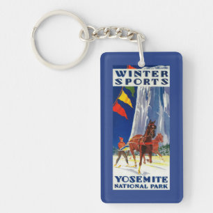 Winter Sports at Yosemite PosterYosemite, CA Key Ring