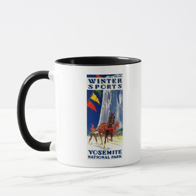 Winter Sports at Yosemite PosterYosemite, CA Mug (Left)