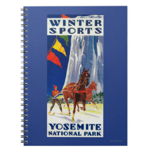 Winter Sports at Yosemite PosterYosemite, CA Spiral Notebook