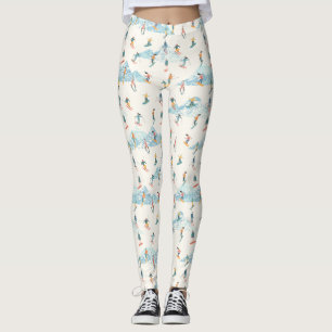 Winter Sports Downhill Skiing Snow Mountain Leggings