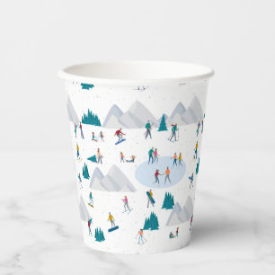 Winter Sports Holiday Fun Pattern Paper Cups