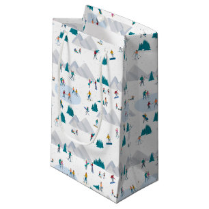 Winter Sports Holiday Fun Pattern Small Gift Bag