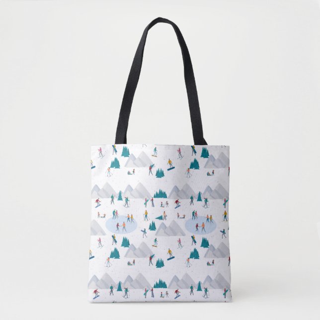 Winter Sports Holiday Fun Pattern Tote Bag (Front)