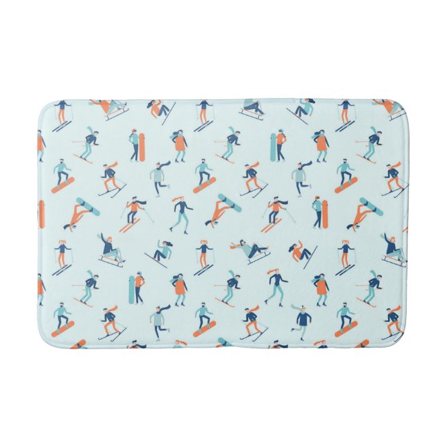 Winter Sports Pattern Bath Mat (Front)
