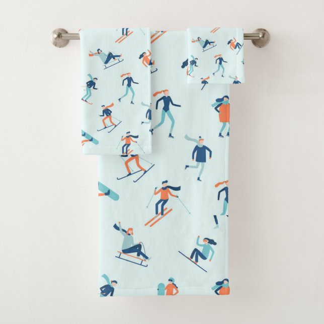 Winter Sports Pattern Bath Towel Set (Insitu)