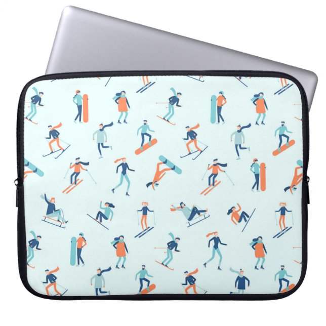 Winter Sports Pattern Laptop Sleeve (Front)