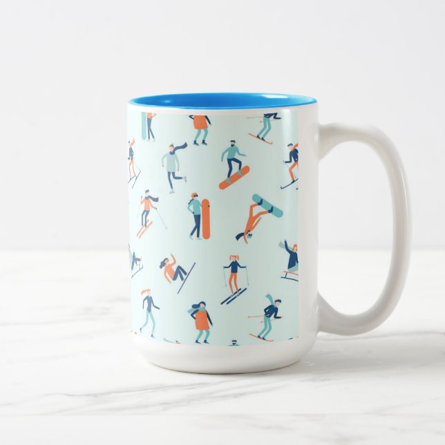 Winter Sports Pattern Two-Tone Coffee Mug (Right)
