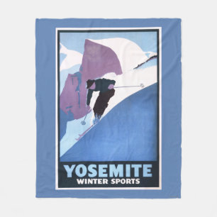 Winter Sports Skiing Promotional Poster Fleece Blanket