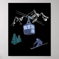Winter Sports Skiing Snow Scene Vintage Ski Resort