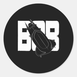 Winter Sports Sledding Luging Bobsleigh Bob Classic Round Sticker