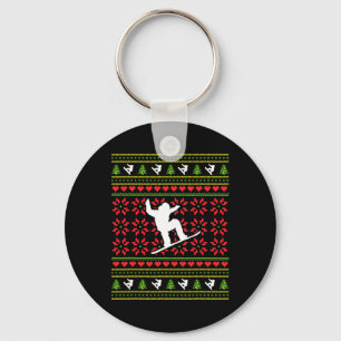 Winter Sports Ugly Sweater Snowboarding Christmas  Key Ring