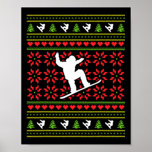 Winter Sports Ugly Sweater Snowboarding Christmas Poster