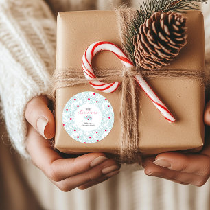 Winter Sprig Pattern   Minimal Pine Branch & Berry Classic Round Sticker