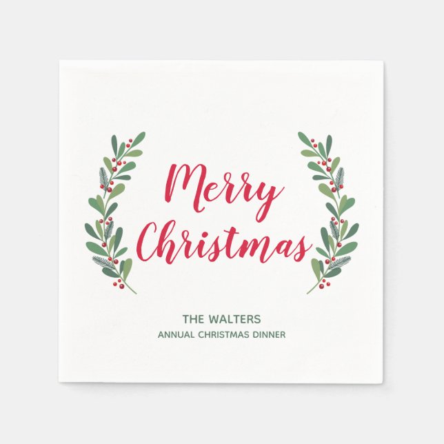 Winter Sprigs Christmas Cocktail Napkin (Front)