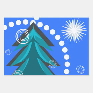 Winter Spruce Snowy Starry Night Wrapping Paper Sheet