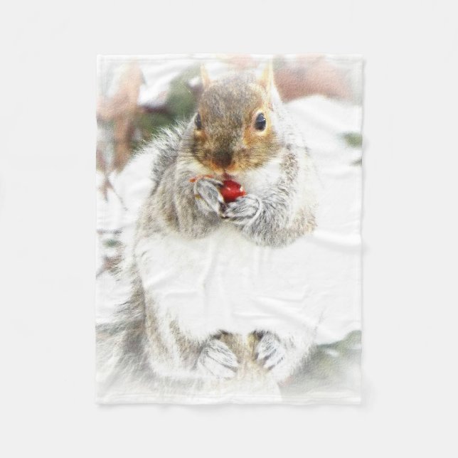 winter squirrel fleece blanket (Front)
