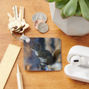 Winter Squirrel, Fluffy Forest Friend Key Ring