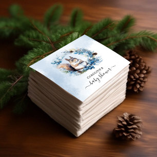 Winter Squirrel Watercolor Baby Shower Napkin