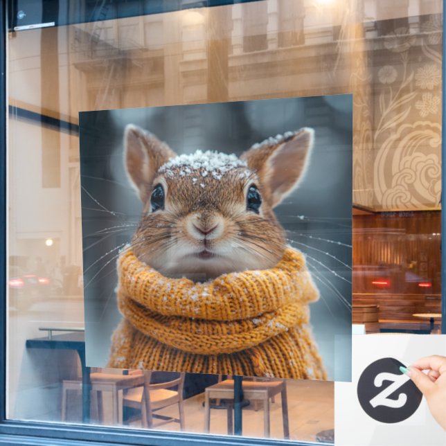Winter Squirrel Window Cling (Cafe Window)