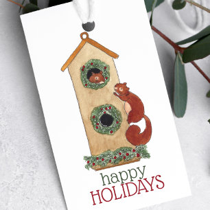 Winter Squirrels Small Christmas Tag 
