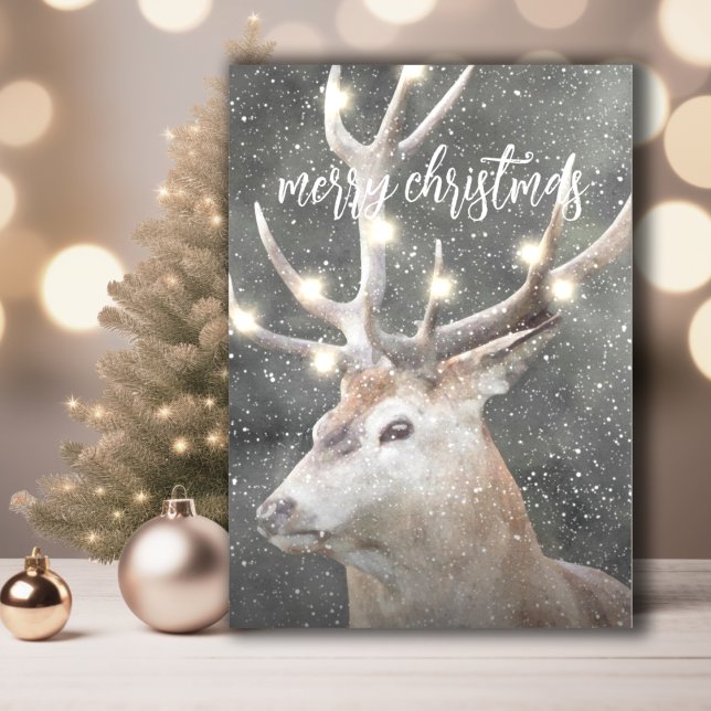 Winter Stag Glowing Lights Christmas Invitation (Creator Uploaded)