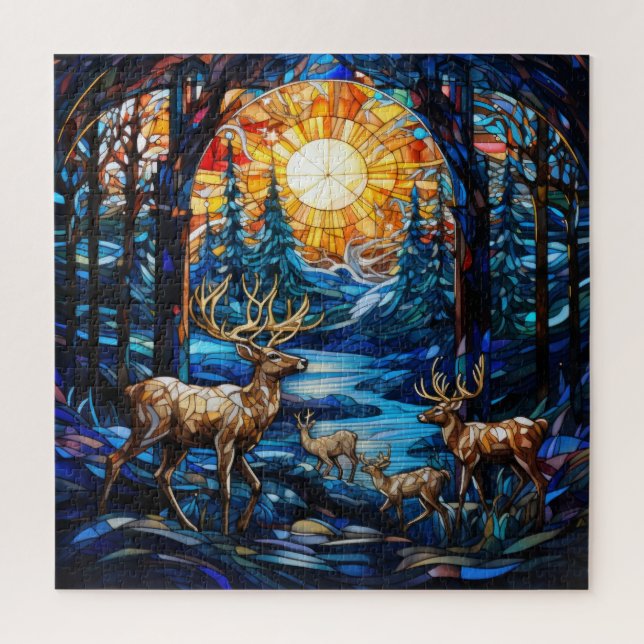 Winter Stained Glass Puzzle (Vertical)